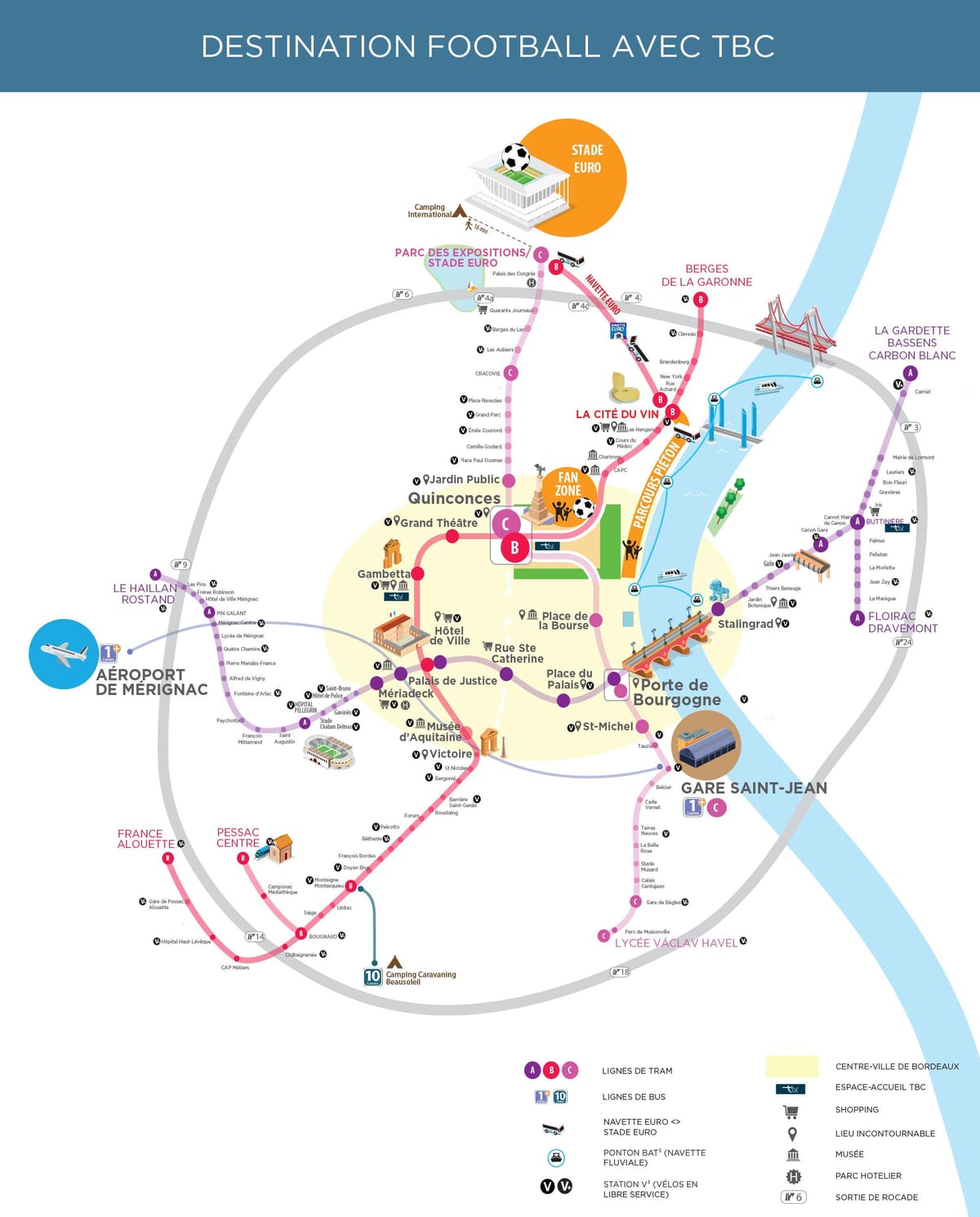 Burdeos mapa de transporte público