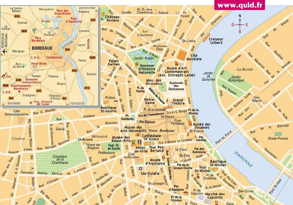 Burdeos en un mapa