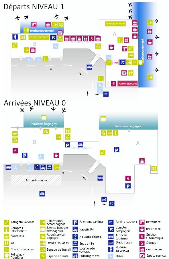Aeropuerto de burdeos terminal mapa