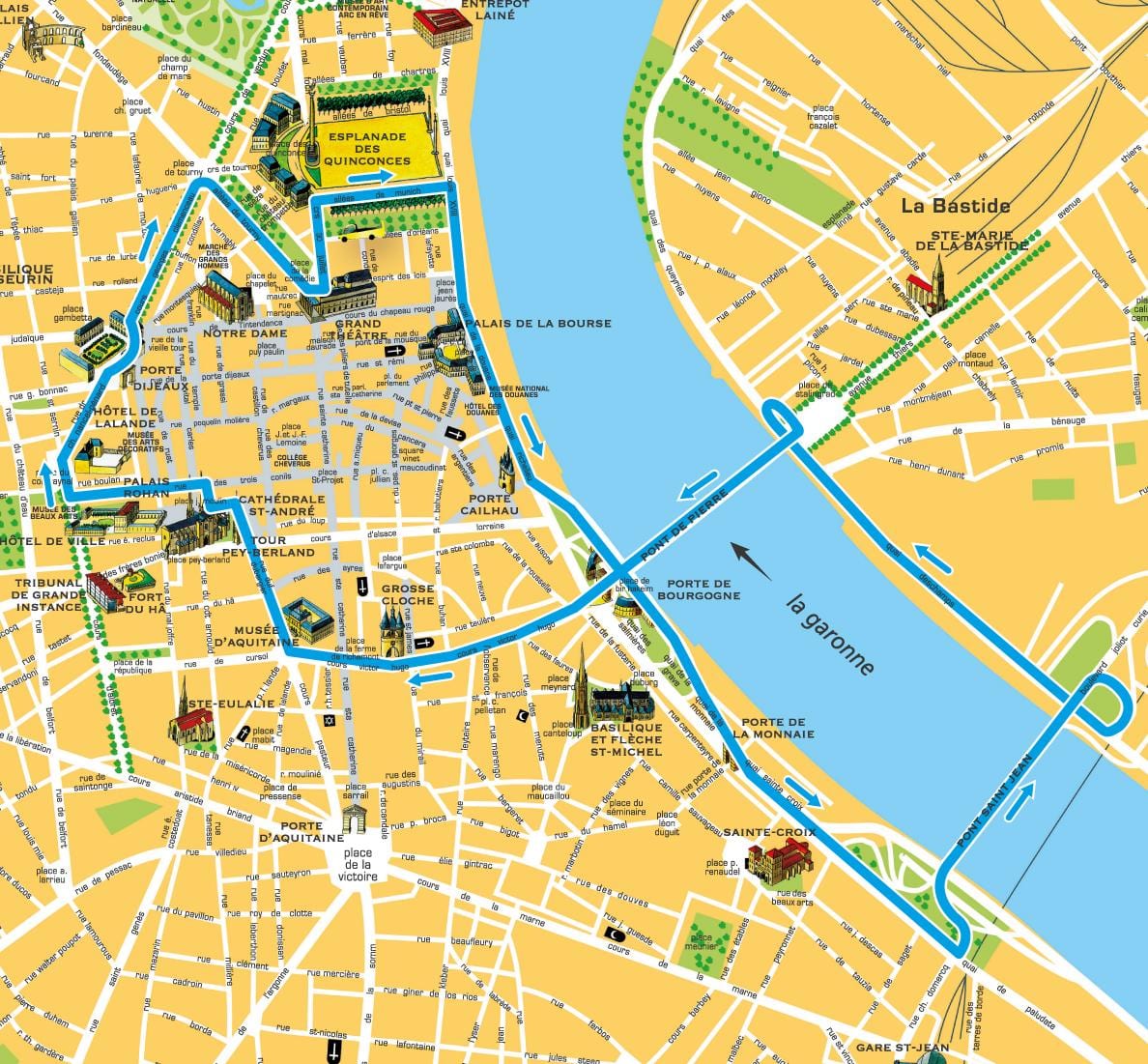 mapa de Burdeos monumento