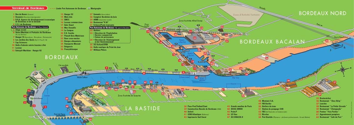 mapa de puerto de Burdeos 