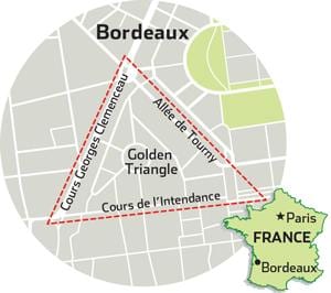mapa de el triángulo de oro de Burdeos