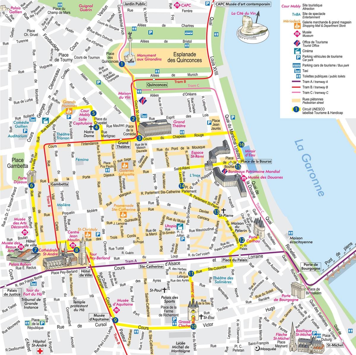 El centro de burdeos mapa