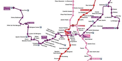 Mapa de Burdeos de la estación de