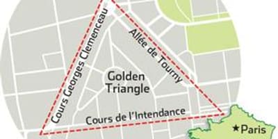 Mapa de el triángulo de oro de Burdeos 